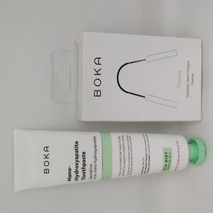 Boka‎ Mint Whitening Toothpaste and Stainless Steel Tongue Cleaner